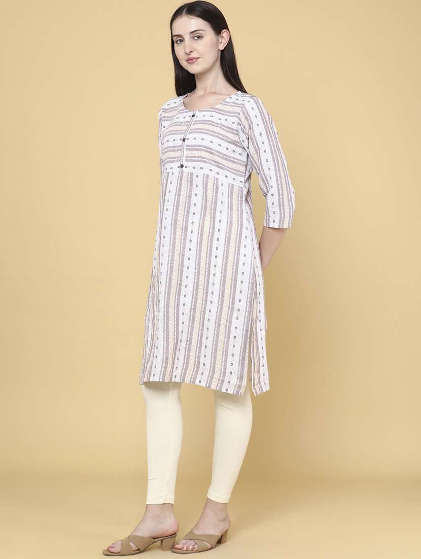 beige cotton straight kurta - 22218292 -  Standard Image - 2