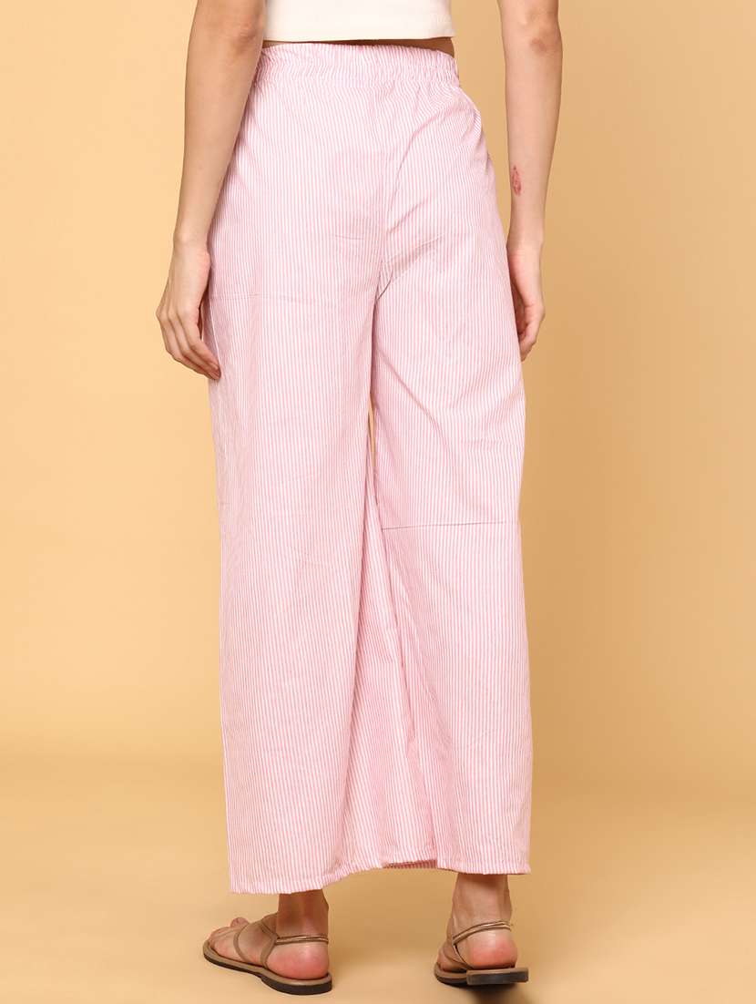 women striped mid rise flared palazzo - 22218320 -  Standard Image - 2