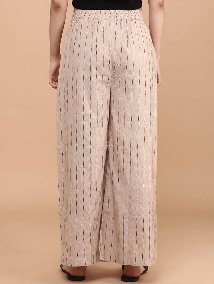 beige cotton flared palazzo - 22218359 -  Standard Image - 2