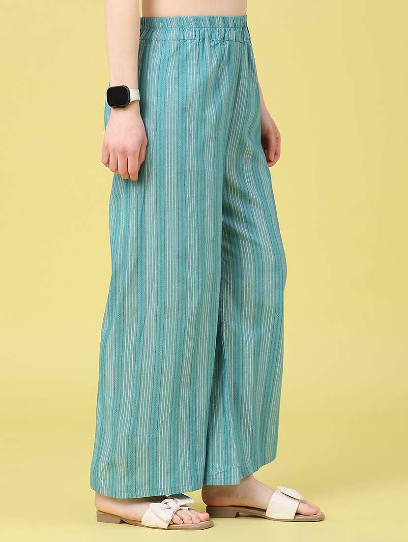 women striped mid rise flared palazzo - 22218366 -  Standard Image - 2