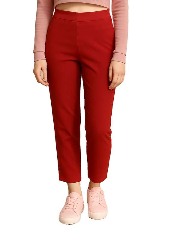 red cotton blend trousers - 22218389 -  Standard Image - 2
