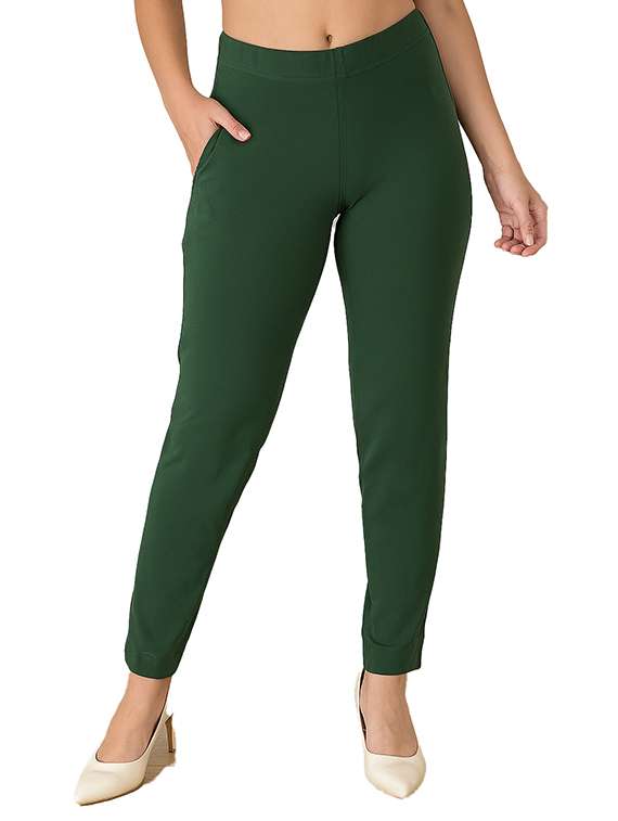 green cotton blend trousers - 22218390 -  Standard Image - 2