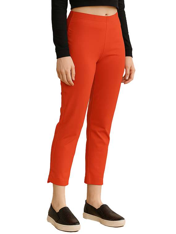 red cotton blend trousers - 22218391 -  Standard Image - 2