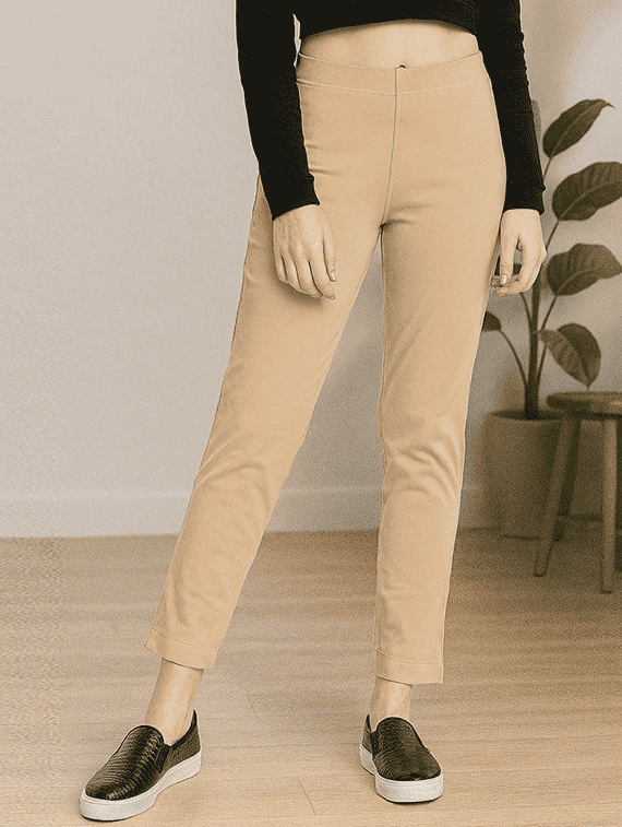 women solid mid rise cigarette pants
