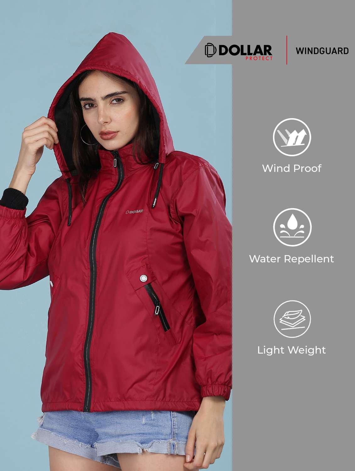 women solid long sleeve hooded windcheater jacket - 22218411 -  Standard Image - 2