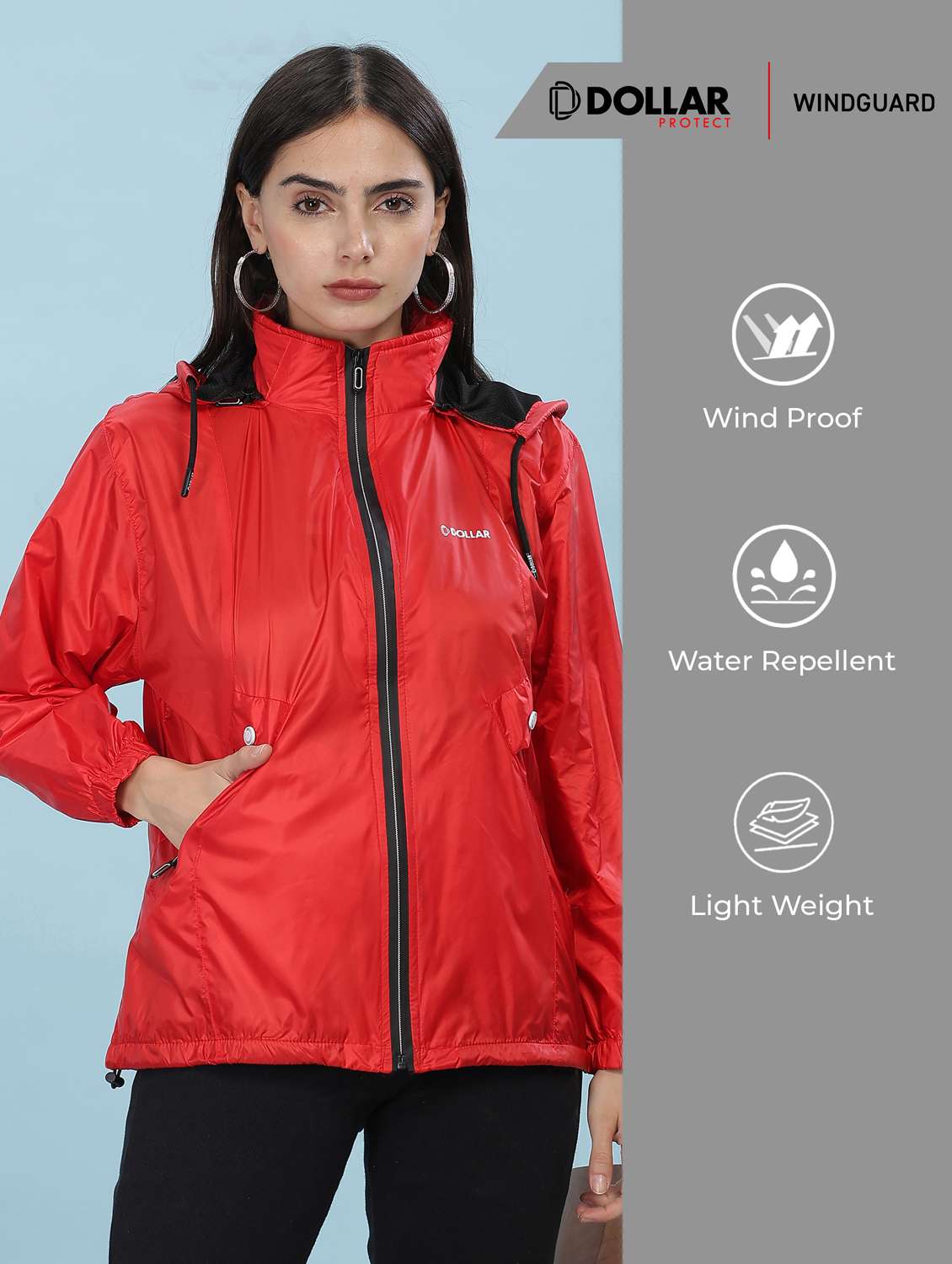 women solid long sleeve hooded windcheater jacket - 22218414 -  Standard Image - 2