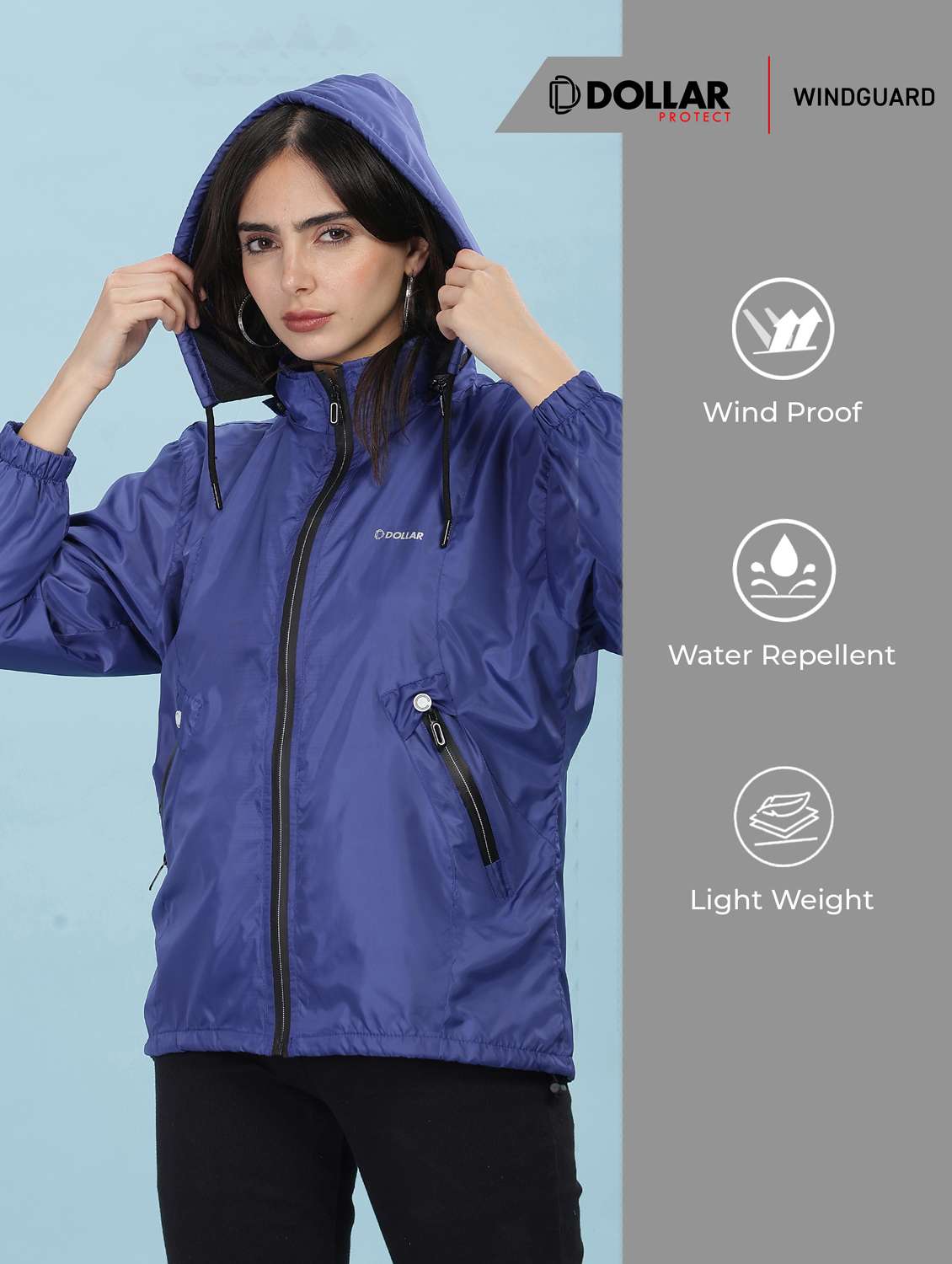 women solid long sleeve hooded windcheater jacket - 22218415 -  Standard Image - 2