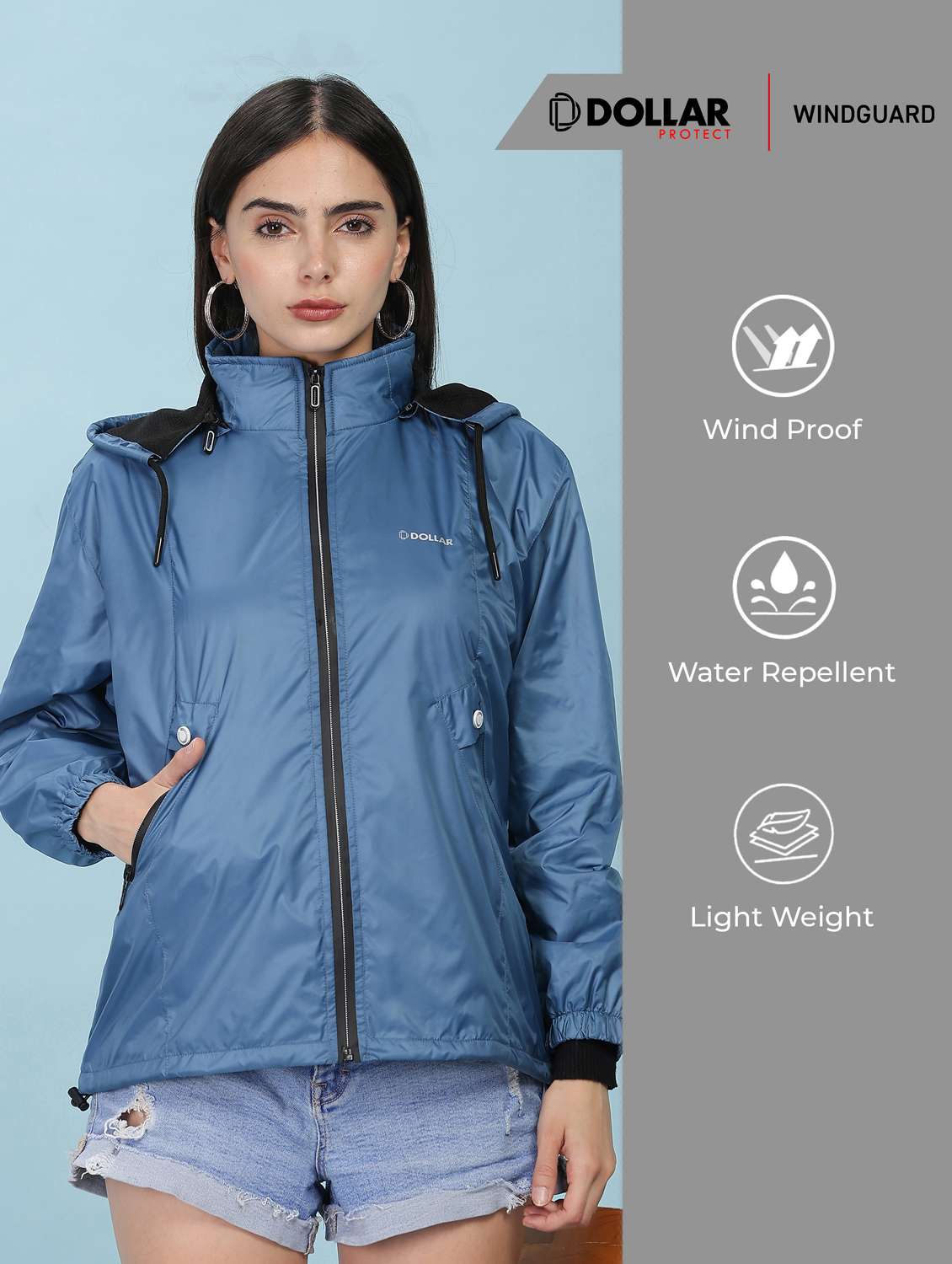 women solid long sleeve hooded windcheater jacket - 22218416 -  Standard Image - 2