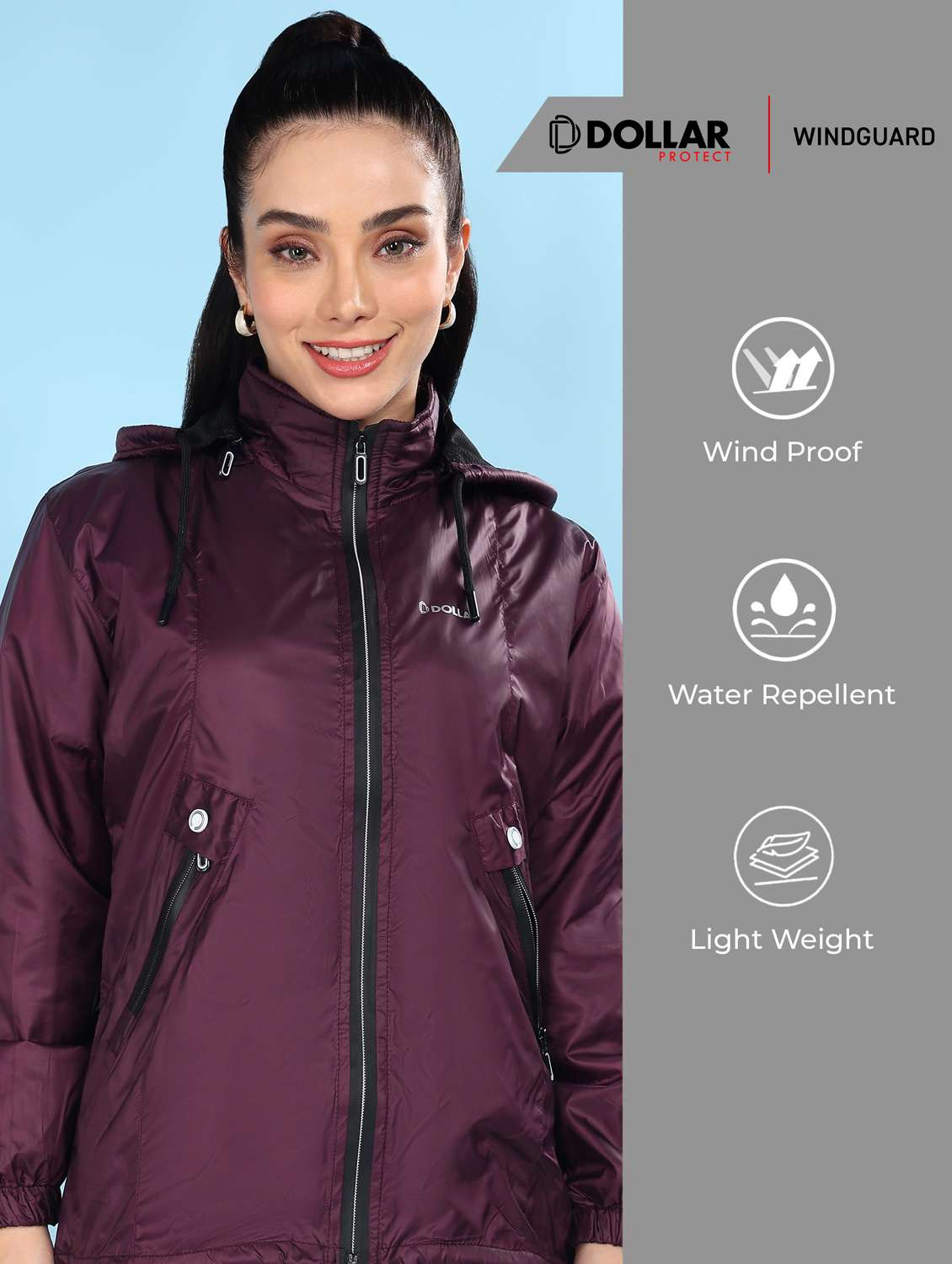 women solid long sleeve hooded windcheater jacket - 22218417 -  Standard Image - 2