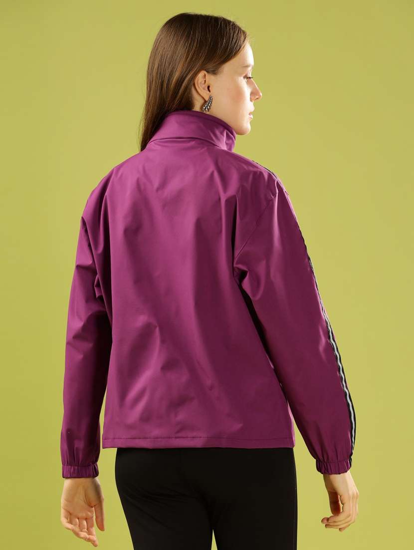 women solid long sleeve windcheater jacket - 22218421 -  Standard Image - 2