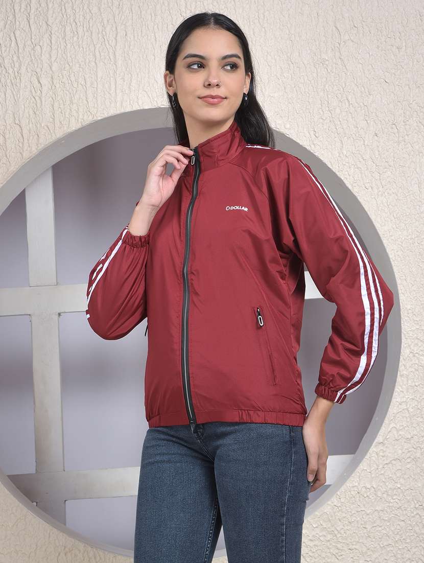 women solid long sleeve windcheater jacket - 22218427 -  Standard Image - 2
