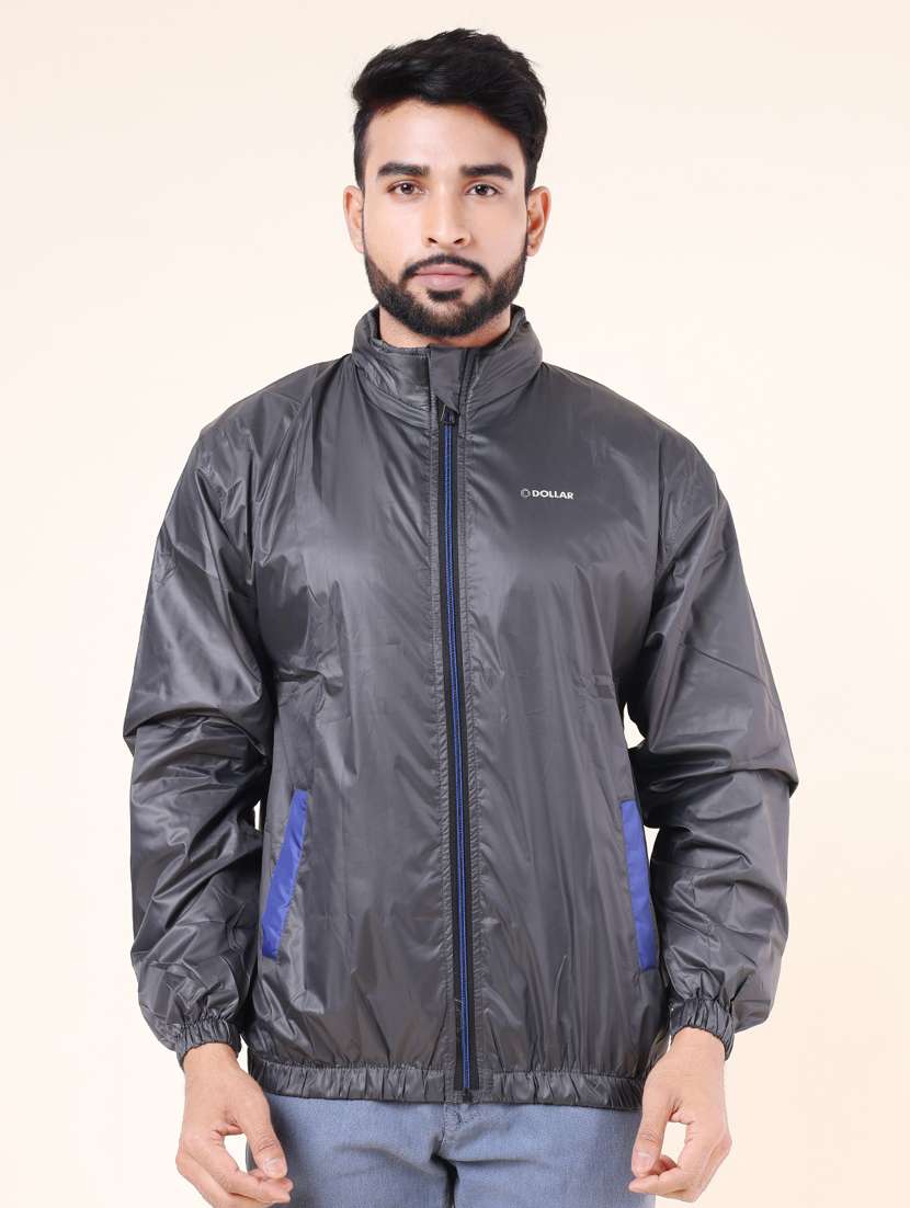 men solid long sleeve windcheater bomber jacket