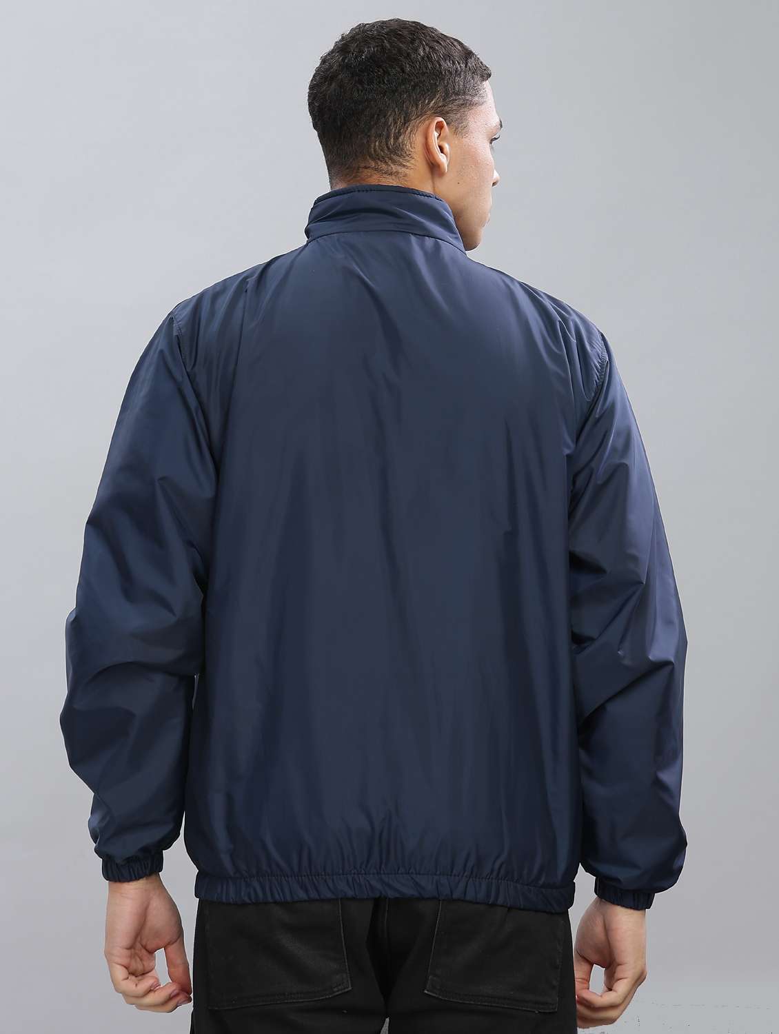 men solid long sleeve windcheater bomber jacket - 22218441 -  Standard Image - 2