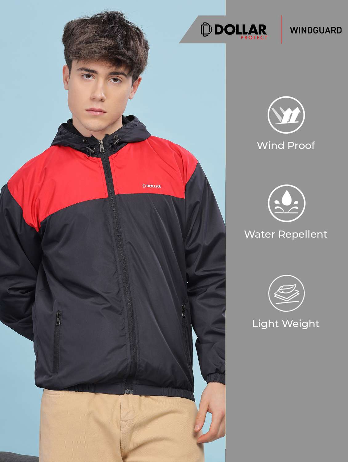 men color block long sleeve windcheater jacket - 22218443 -  Standard Image - 2