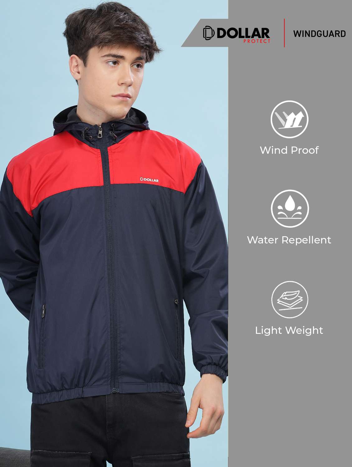 men color block long sleeve windcheater jacket - 22218445 -  Standard Image - 2