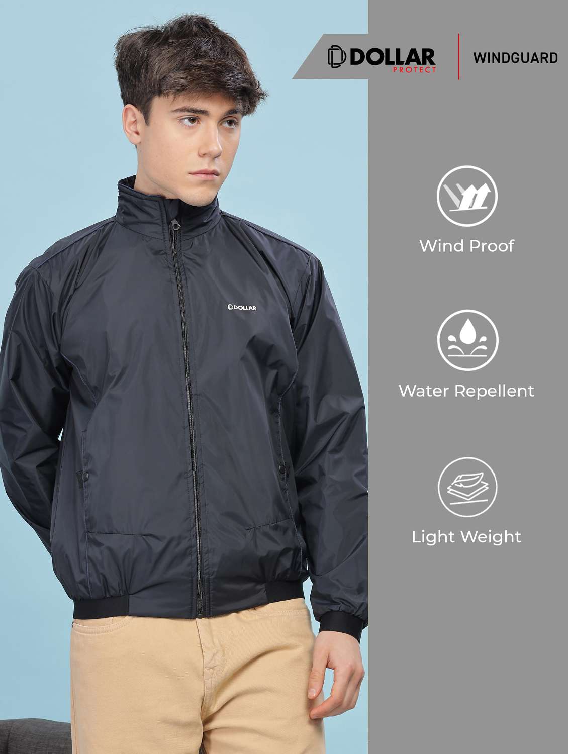 men solid long sleeve bomber jacket - 22218460 -  Standard Image - 2