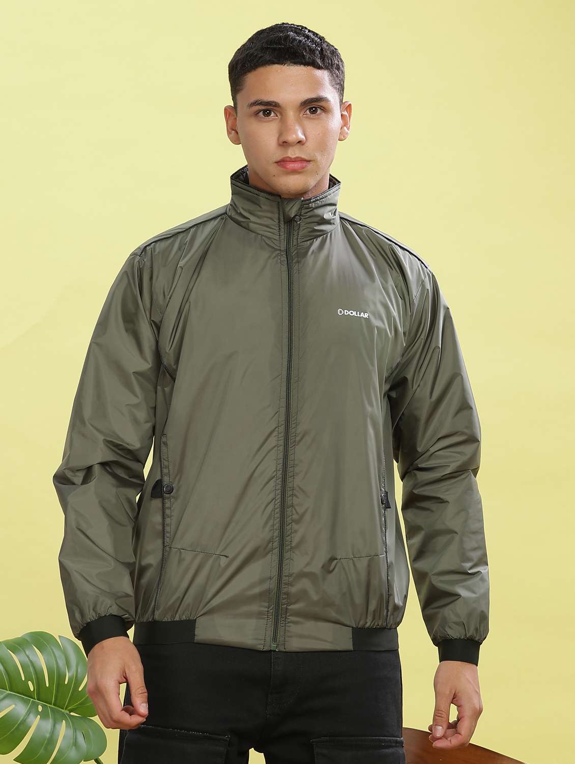 men solid long sleeve bomber jacket