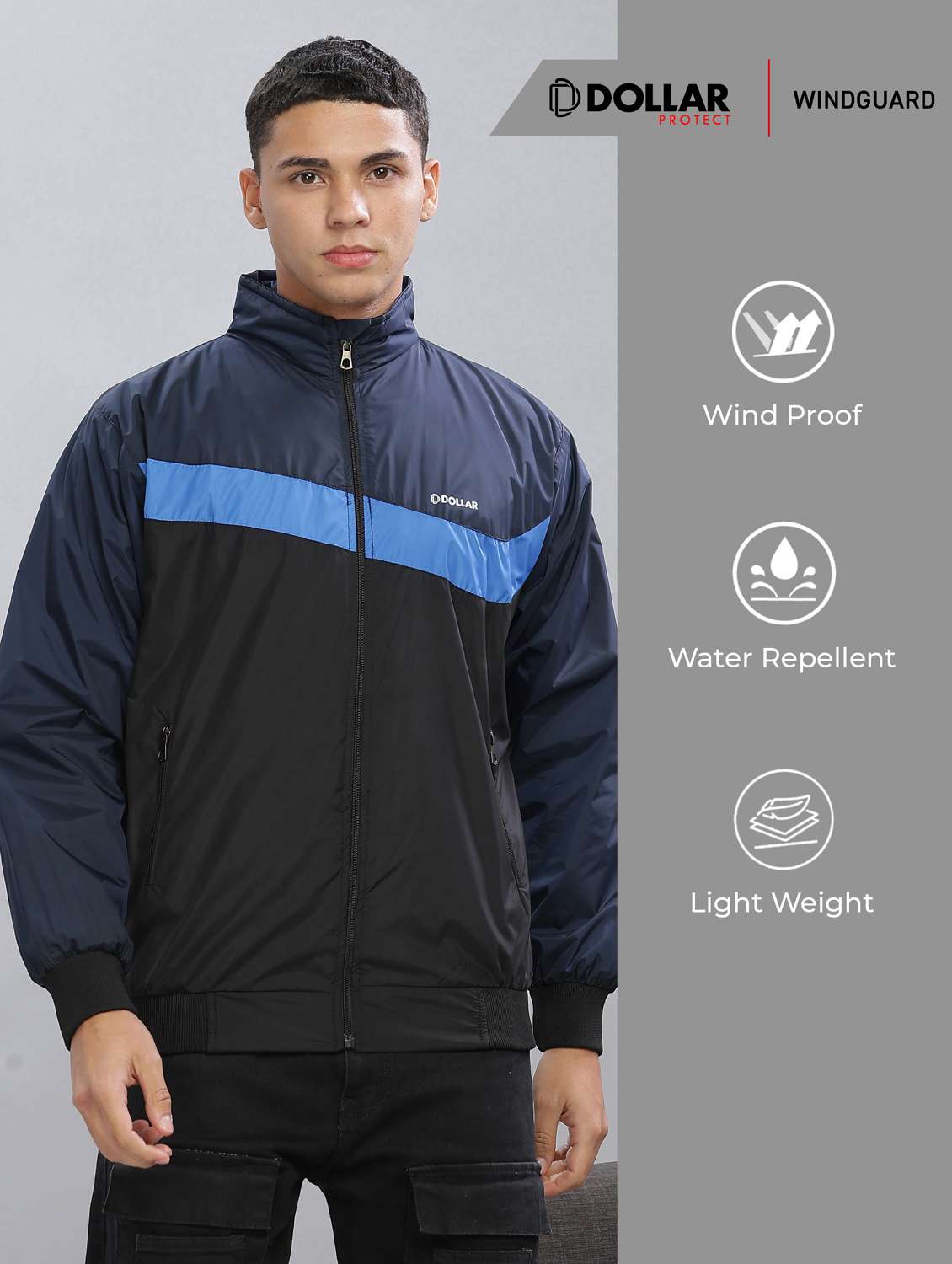 men color block long sleeve bomber jacket - 22218488 -  Standard Image - 2