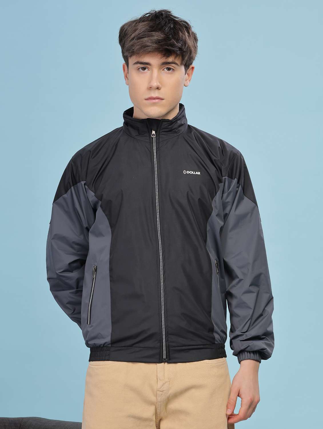 men color block long sleeve bomber jacket