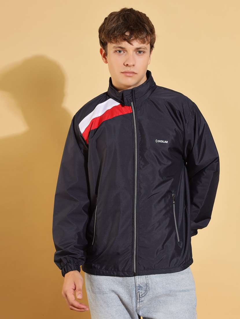 men color block long sleeve bomber jacket