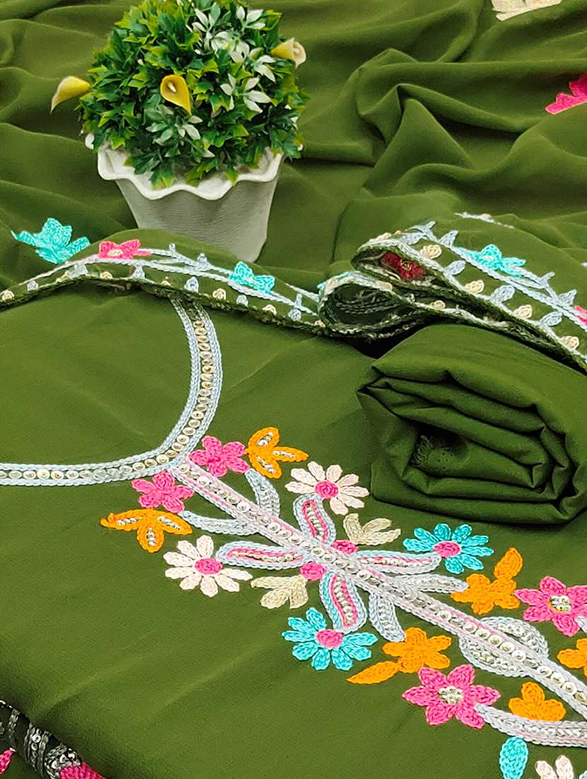 women solid with work embroidered unstitched suit set - 22218555 -  Standard Image - 2