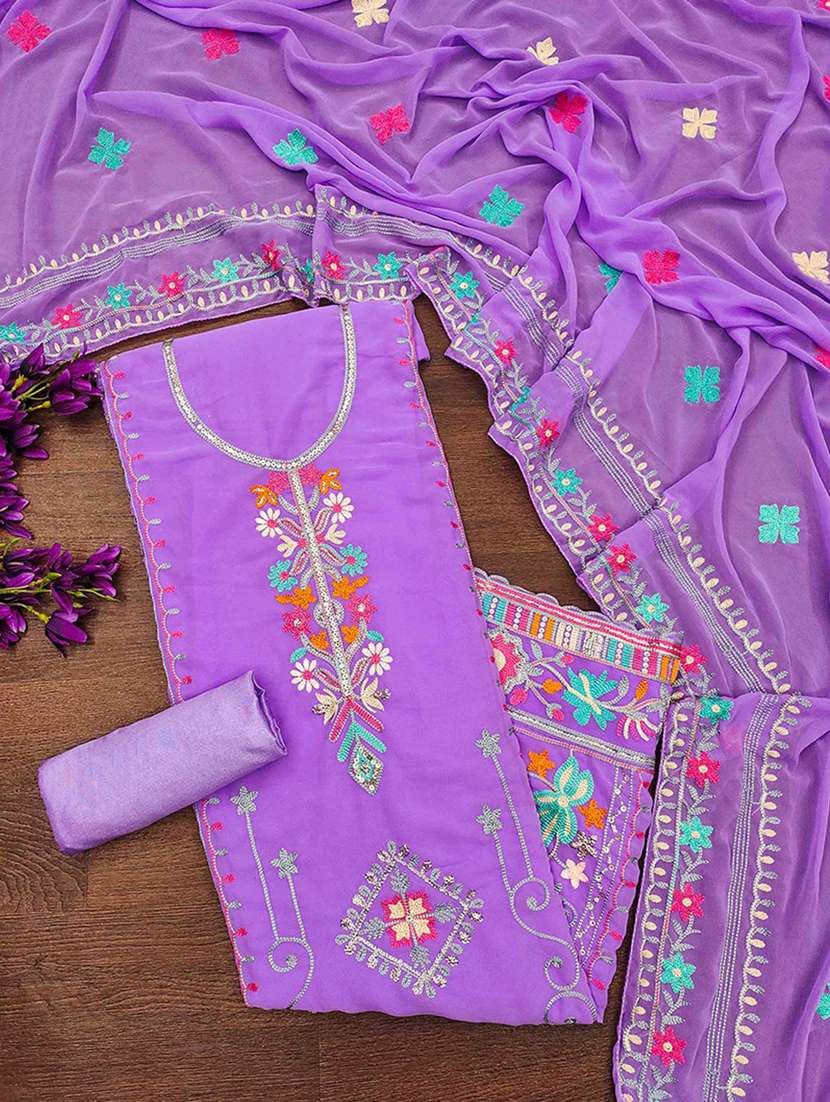 women solid with work embroidered unstitched suit set - 22218556 -  Standard Image - 2