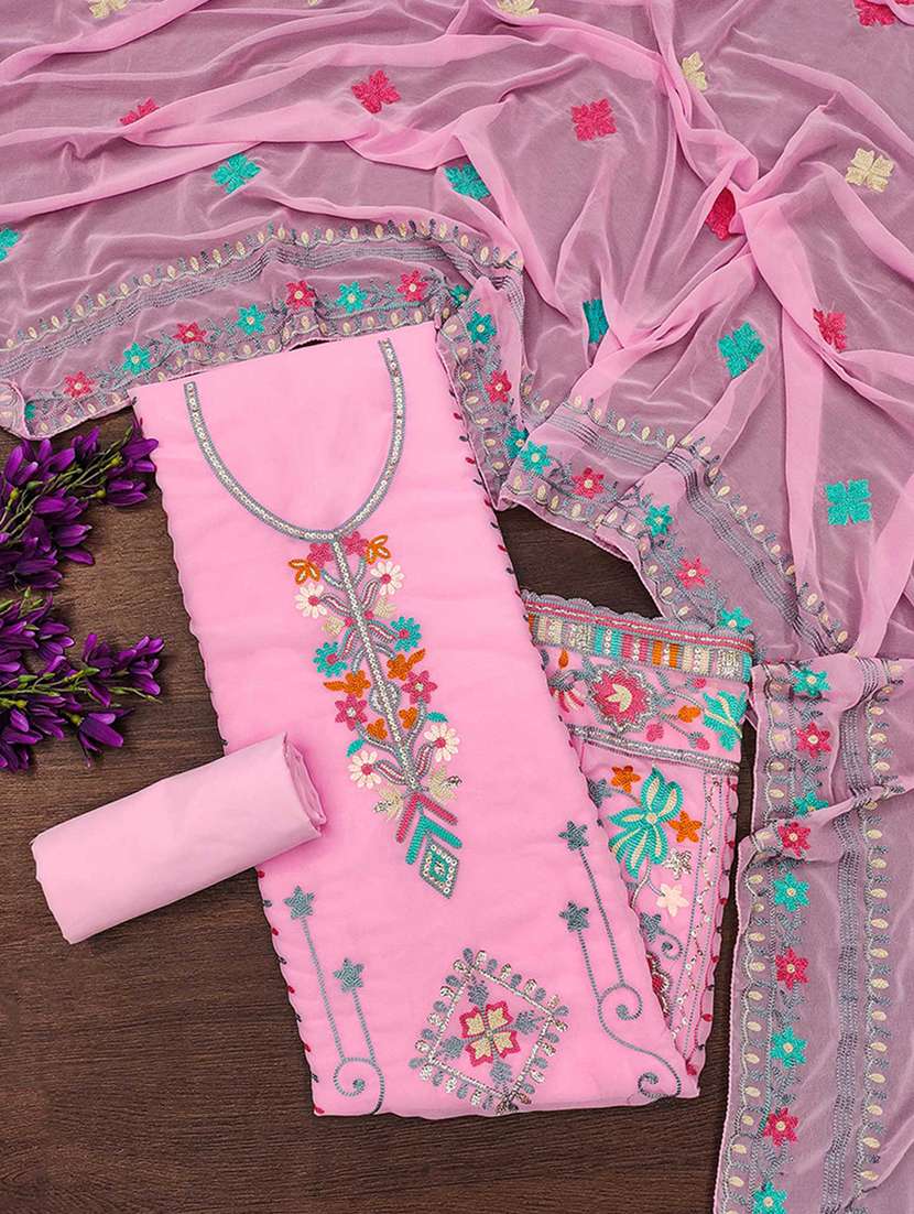 women solid with work embroidered unstitched suit set - 22218560 -  Standard Image - 2