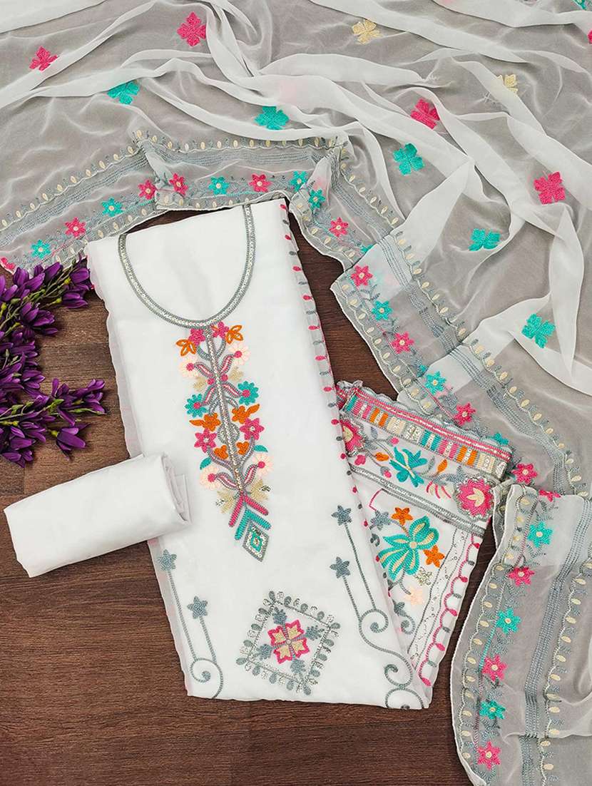 women solid with work embroidered unstitched suit set - 22218561 -  Standard Image - 2