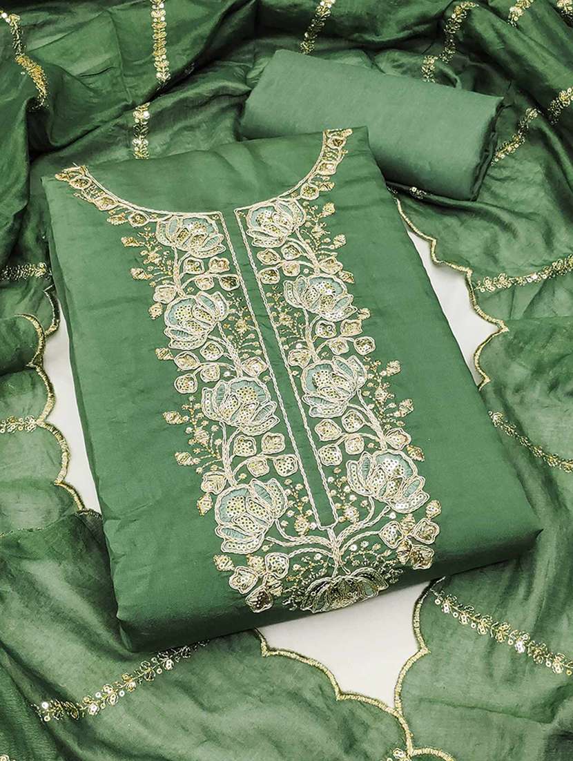 women solid with work embroidered unstitched suit set - 22218564 -  Standard Image - 2