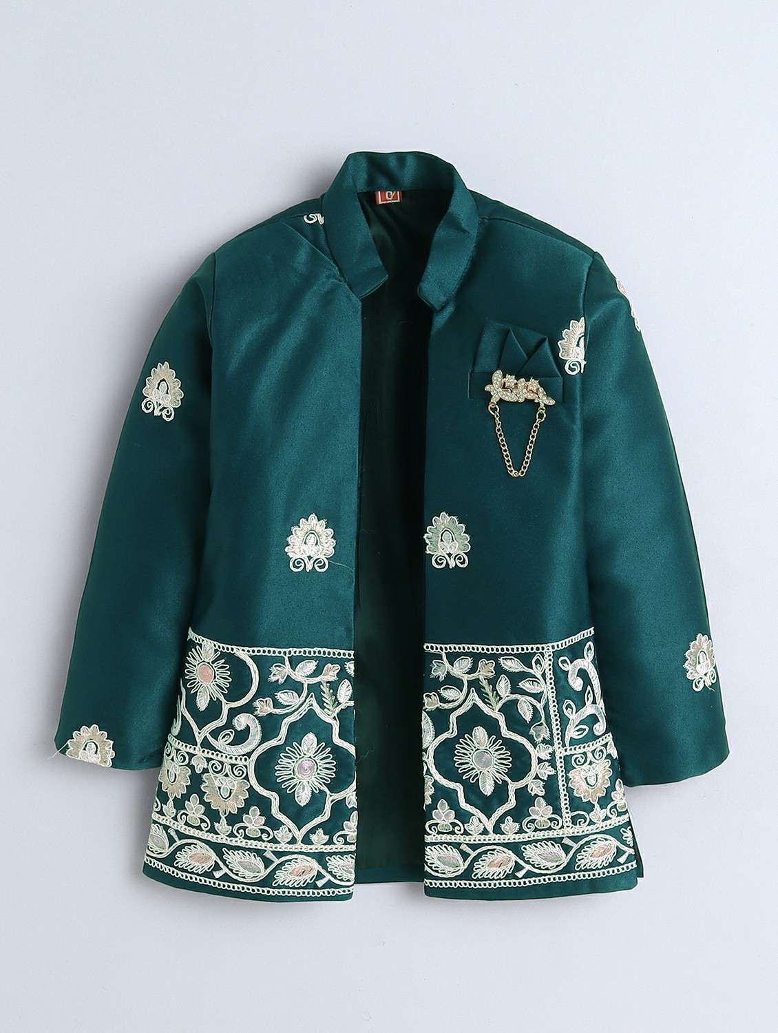 boys embroidered long sleeve sherwani set - 22218586 -  Standard Image - 2