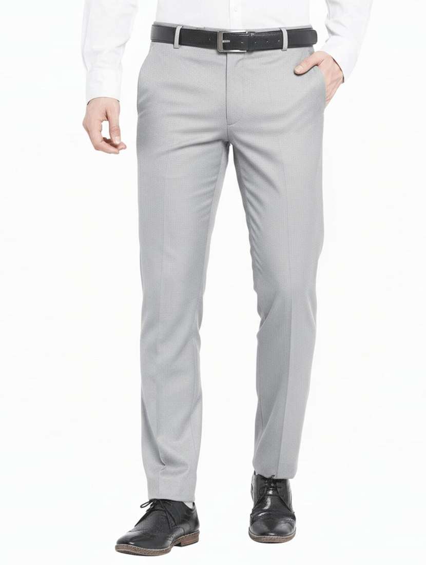 men solid mid rise flat front formal trouser