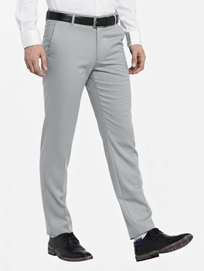 men solid mid rise flat front formal trouser - 22218594 -  Standard Image - 2