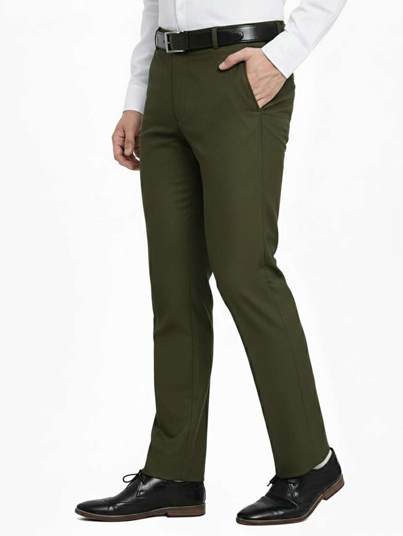 men solid mid rise flat front formal trouser - 22218595 -  Standard Image - 2