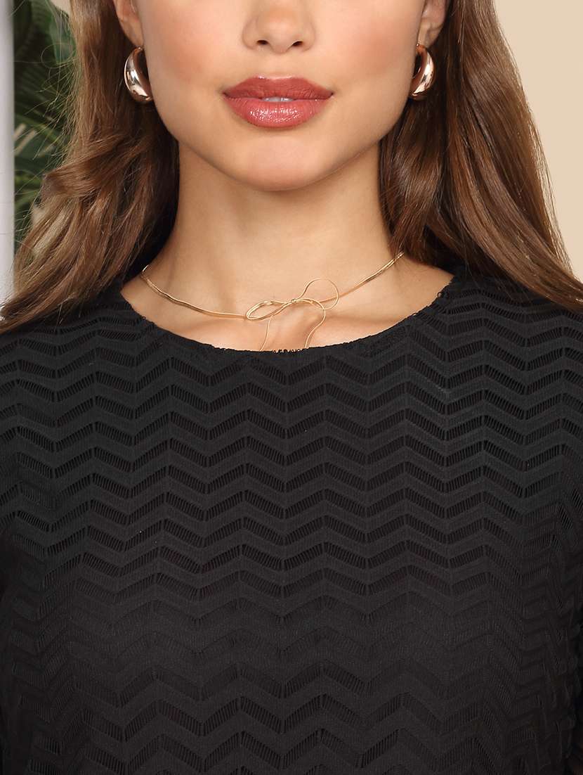 women solid three quarter sleeve lace a-line dress - 22218760 -  Standard Image - 2