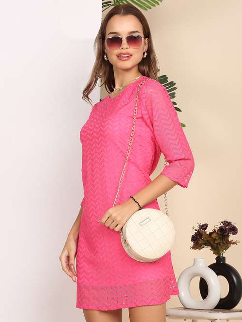 lace overlay dress midi Ariana Long Sleeve Lace Overlay Midi Dress main image 0