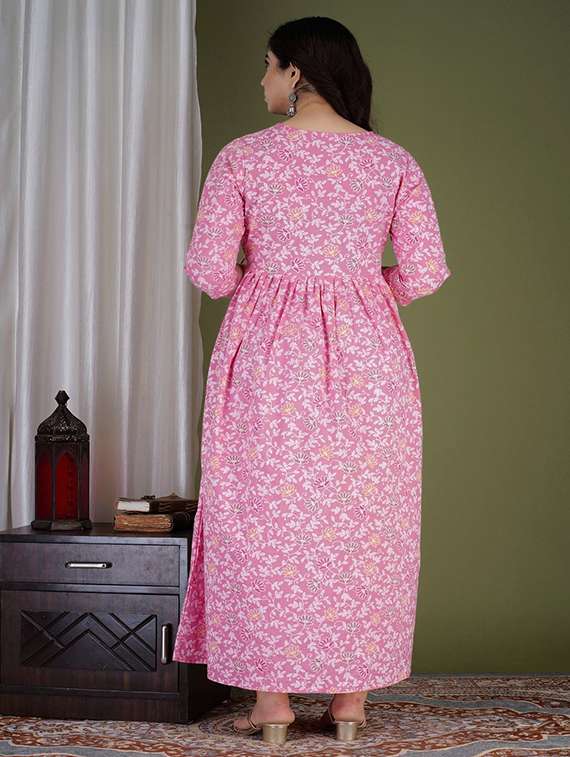 women floral printed three quarter sleeve maternity wear dress - 22218907 -  Standard Image - 2