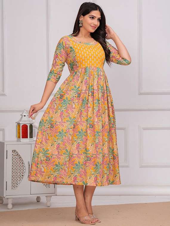 women floral printed three quarter sleeve maternity wear dress - 22218923 -  Standard Image - 2