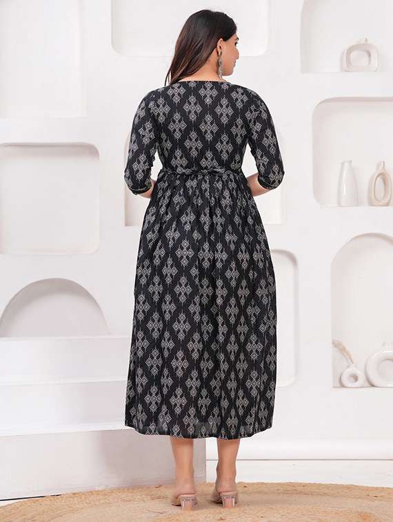 women printed three quarter sleeve maternity wear dress - 22218927 -  Standard Image - 2