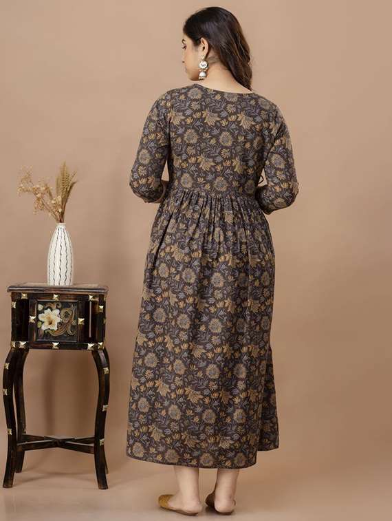 women floral printed three quarter sleeve maternity wear dress - 22218953 -  Standard Image - 2