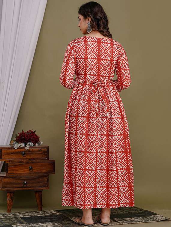 women printed three quarter sleeve maternity wear dress - 22218965 -  Standard Image - 2