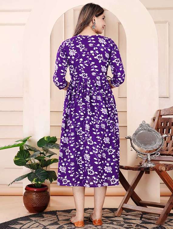 women floral printed three quarter sleeve maternity wear dress - 22218975 -  Standard Image - 2
