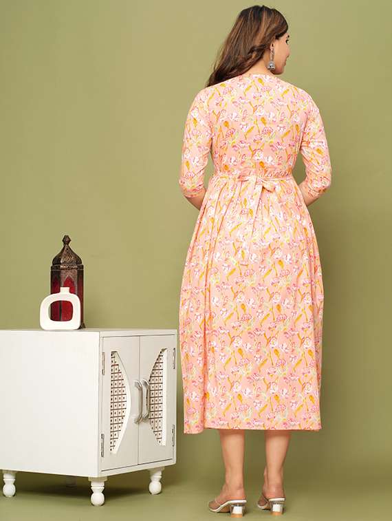 women floral printed three quarter sleeve maternity wear dress - 22218997 -  Standard Image - 2
