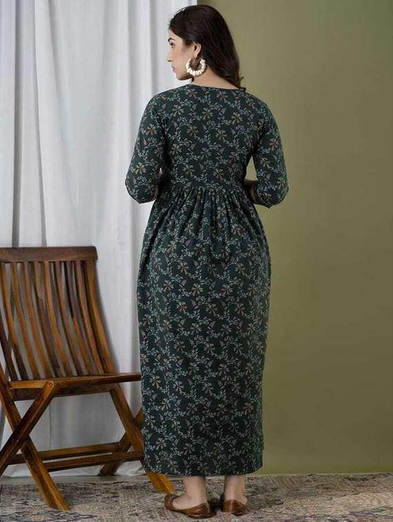 women printed three quarter sleeve maternity wear dress - 22219020 -  Standard Image - 2