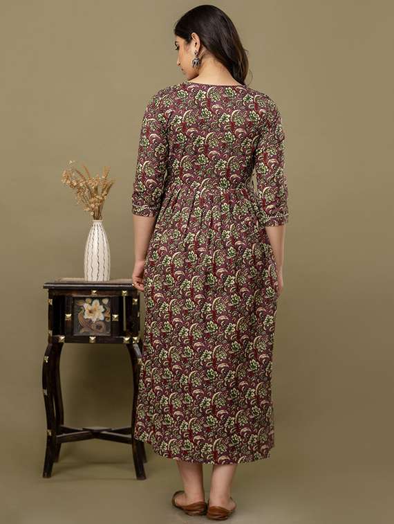 women printed three quarter sleeve maternity wear dress - 22219069 -  Standard Image - 2