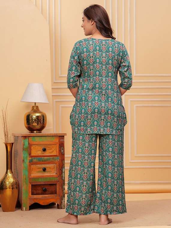 women printed three quarter sleeve co-ord set - 22219084 -  Standard Image - 2