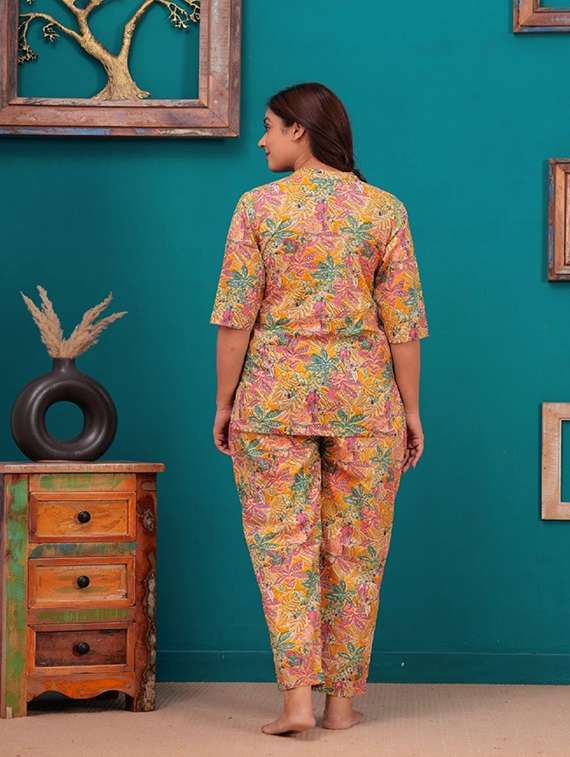 women printed three quarter sleeve co-ord set - 22219087 -  Standard Image - 2