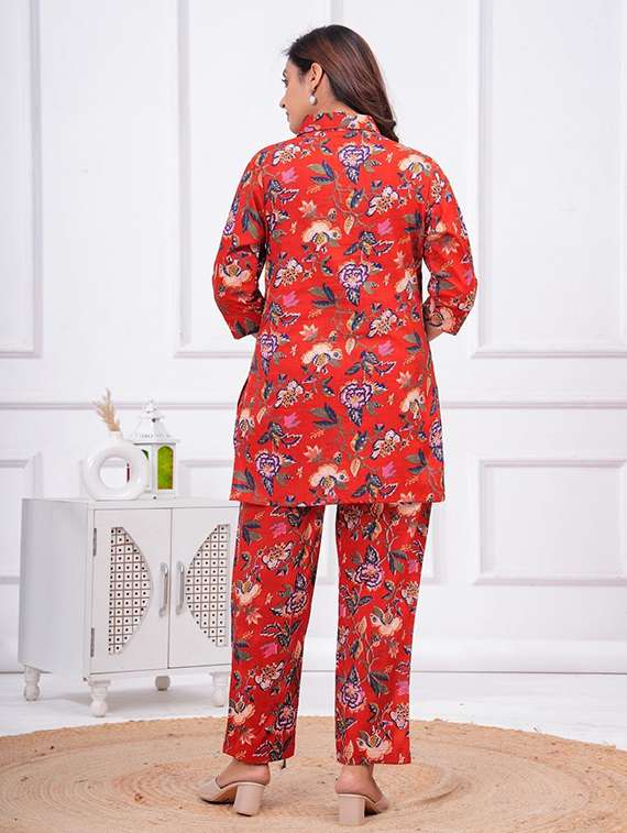 women printed three quarter sleeve co-ord set - 22219088 -  Standard Image - 2