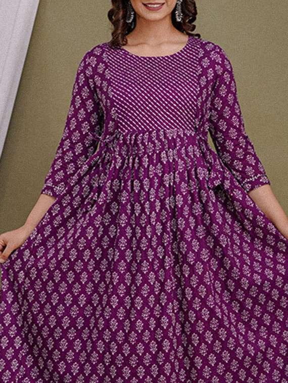 women printed three quarter sleeve maternity wear dress - 22219097 -  Standard Image - 2
