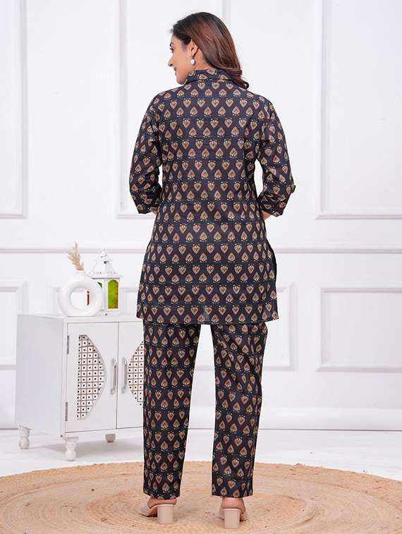women printed three quarter sleeve co-ord set - 22219123 -  Standard Image - 2