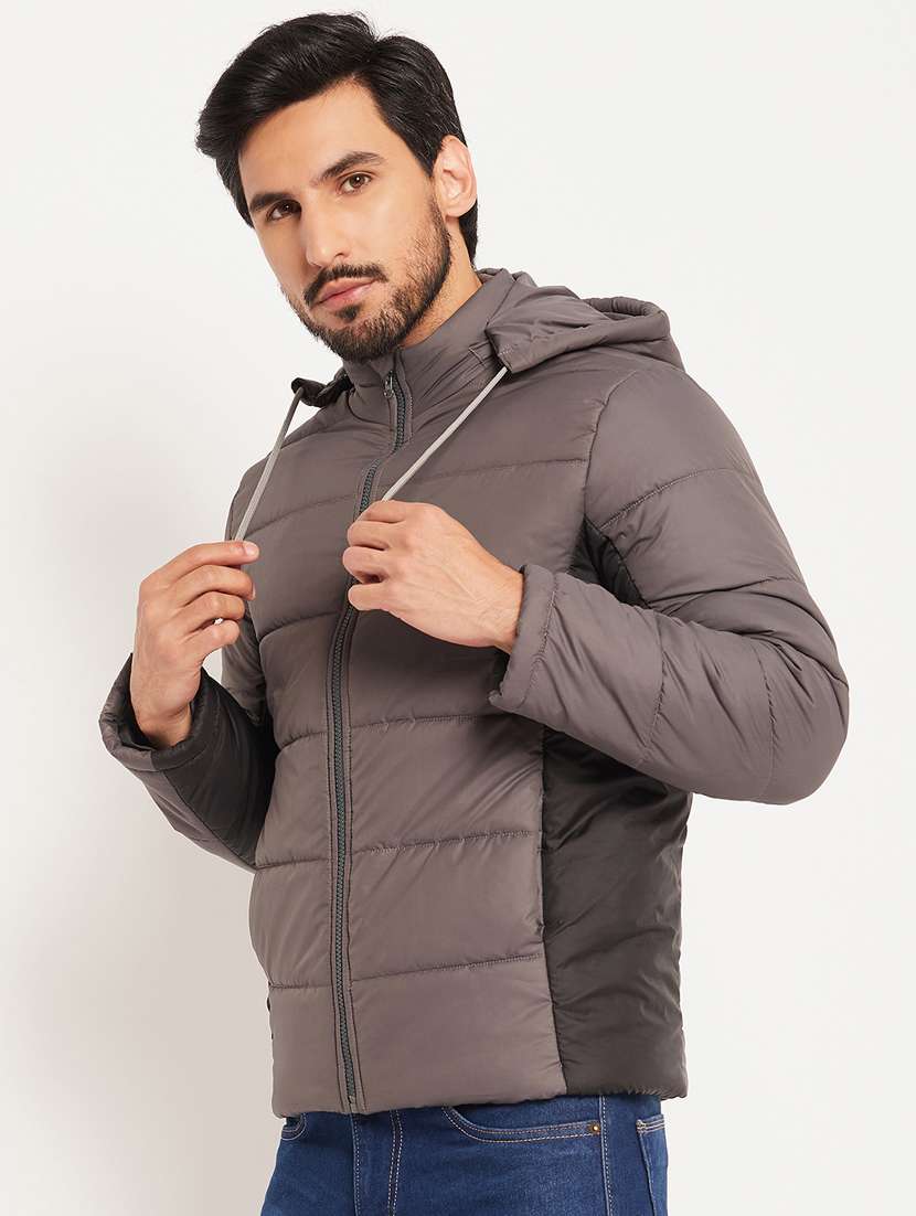 men color block long sleeve puffer jacket